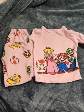 Nintendo Pink Super Mario Family Pajama Set with Princess Peach, Mario & Luigi